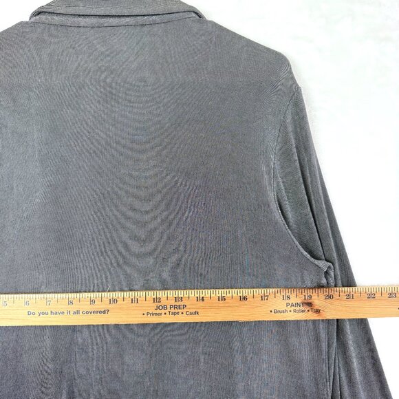 Chicos Travelers Slinky Collared Open Front Longline Stretch Cardigan Womens 2 L - Picture 5 of 7